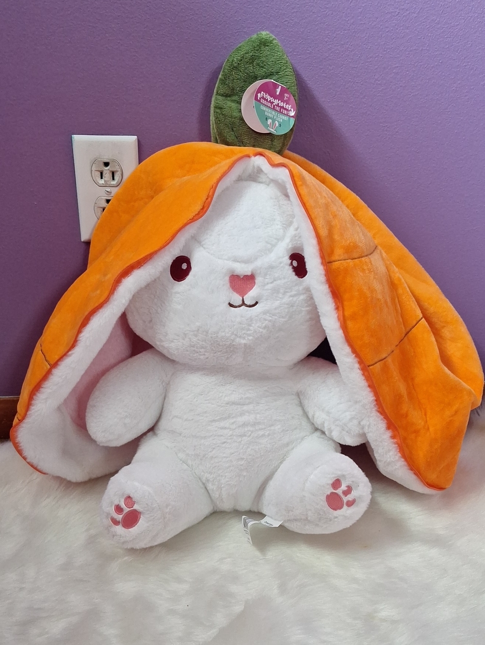 Convertible Carrot/Bunny Plushie 2 In 1 NWT Large Size 15 Inches